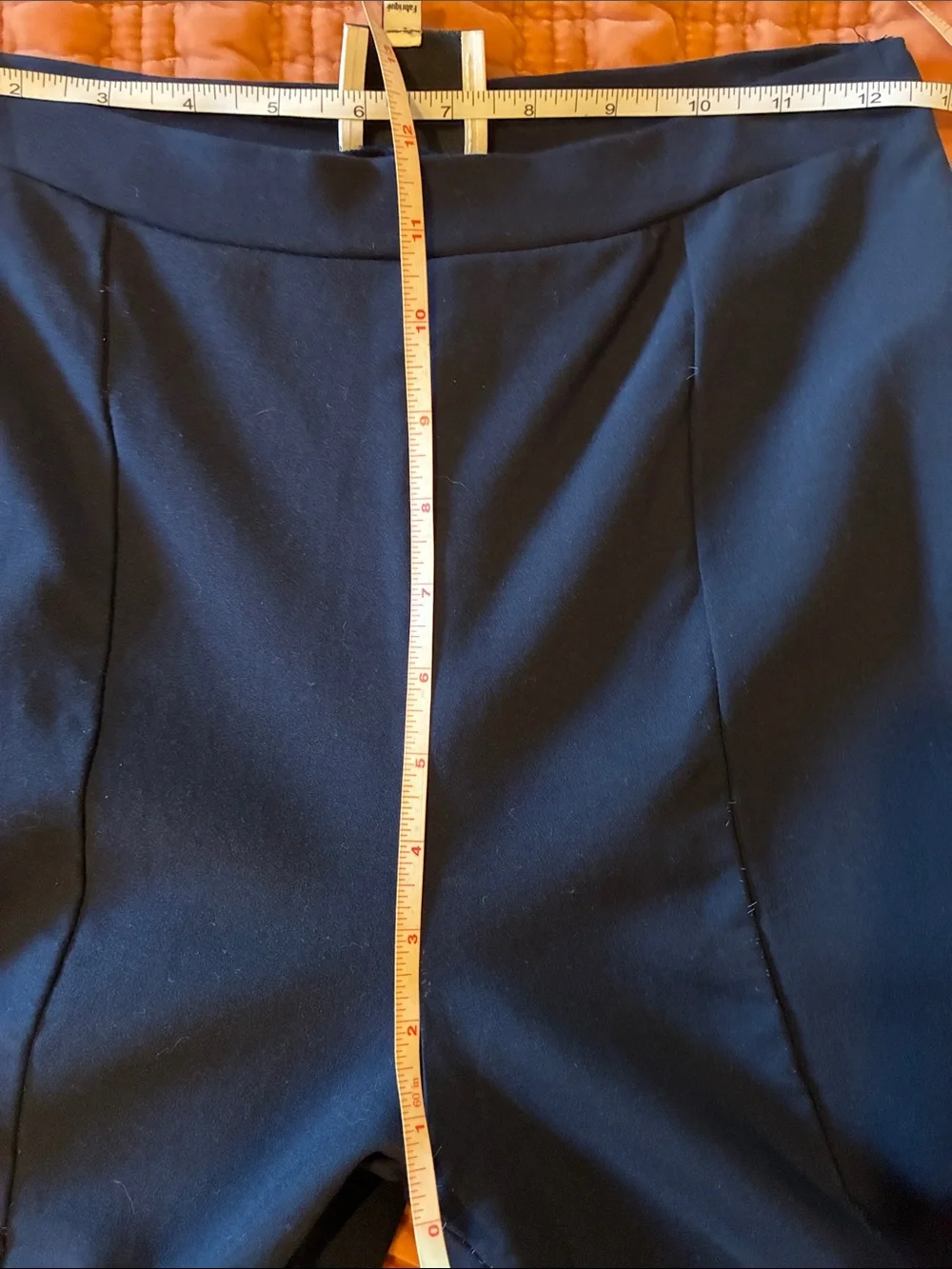Reformation navy blue split hem stretch modal Fletcher ponte pant, size small